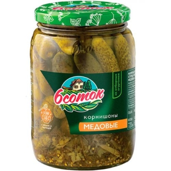 Корнишоны 6 соток маринованные медовые, DESAN, 720 мл