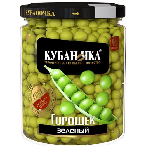 Горошек зеленый Кубаночка консервированный, Кубаночка, 460 г