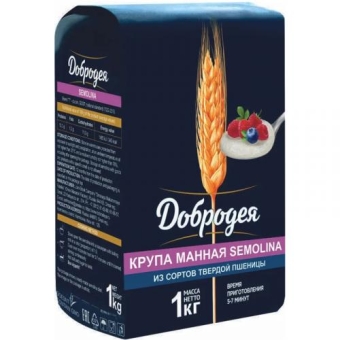 Крупа манная Добродея Semolina из твердой пшеницы, Добродея, 1 кг