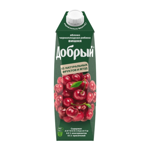 Сок «Добрый» Яблоко/Вишня/Черноплодная рябина, Мултон, 1 л
