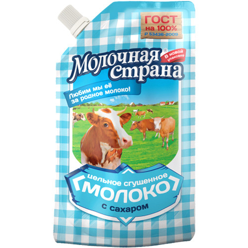 Молоко цельное сгущенное с сахаром Молочная Страна, ЭРКОНПРОДУКТ, 270 г