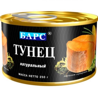 Тунец макрелевый натуральный Барс, Барс, 250 г