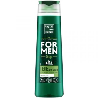 Гель для душа Чистая линия For Men Taiga Глубокое очищение, Концерн Калина, 400 мл
