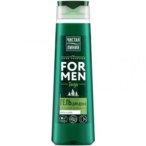 Гель для душа Чистая линия For Men Taiga Глубокое очищение, Концерн Калина, 400 мл