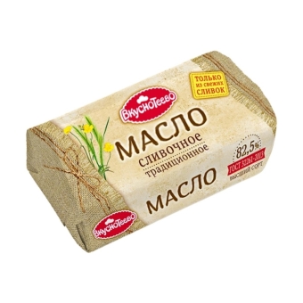 Масло сливочное Традиционное «Вкуснотеево» Гост 82,5%, Вкуснотеево, 340 г