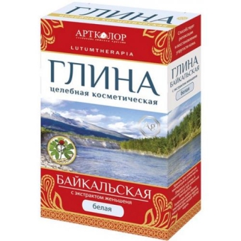 Глина косметическая Lutumtherapia белая байкальская с экстрактом женьшеня, БИГ, 100 г