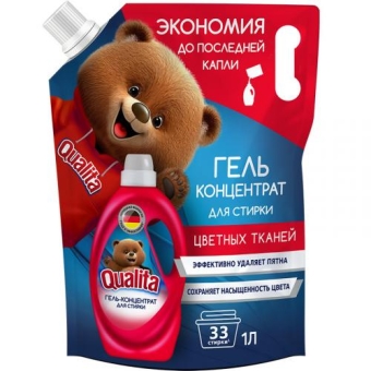 Гель для стирки Qualita для цветного белья концентрат, Коттон Клаб, 1000 мл