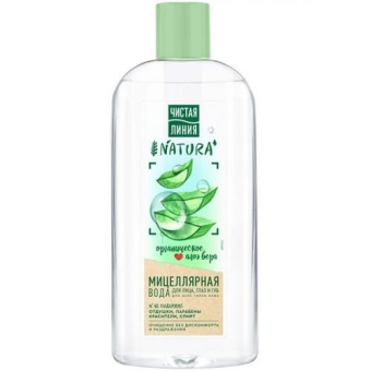 Вода мицеллярная Чистая линия Natura для всех типов кожи, Концерн Калина, 400 мл
