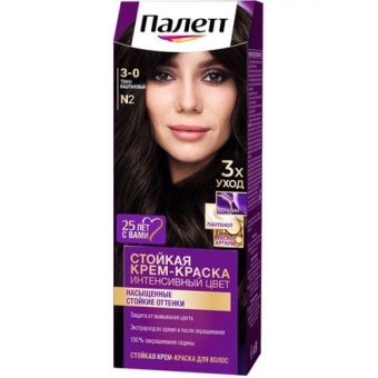 Крем-краска стойкая Палетт Интенсивный цвет для волос, 3-0 Темно-каштановый, Лаб Индастриз, 110 мл