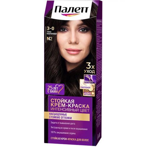 Крем-краска стойкая Палетт Интенсивный цвет для волос, 3-0 Темно-каштановый, Лаб Индастриз, 110 мл
