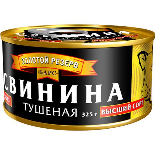 Свинина тушеная Золотой резерв высший сорт, Барс, 325 г