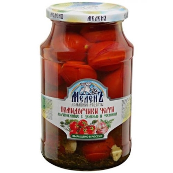 Помидорчики черри Меленъ маринованные с зеленью и чесноком, ЭКОПРОДУКТ, 940 г