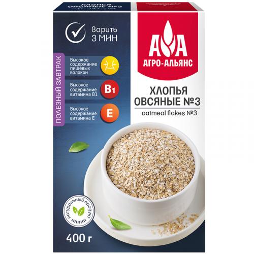 Хлопья Агро-Альянс овсяные N3 быстрого приготовления, Агро-Альянс,