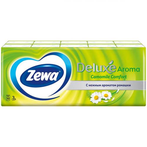 Платочки носовые Zewa Deluxe Aroma Ромашка бумажные 3-х слойные, Эссити,