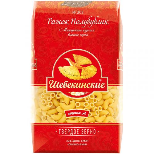 Макаронные изделия Шебекинские 202 Рожок полубублик, Инфолинк, 450 г