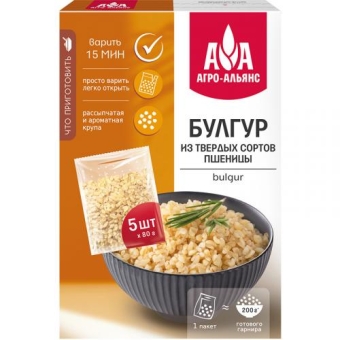 Булгур Агро-Альянс Экстра из твердых сортов пшеницы, Агро-Альянс, 400 г