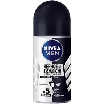 Антиперспирант роликовый Nivea Men Черное и белое Невидимый, Beiersdorf, 50 мл