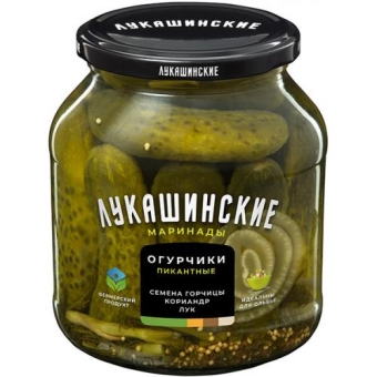 Огурчики Лукашинские мини маринованные пикантные, сладко-пряные, ФОРВАРД, 340 г
