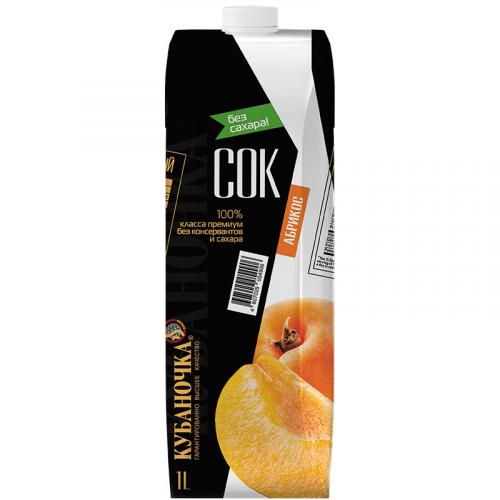Сок Кубаночка абрикосовый восстановленный, Кубаночка, 1 л