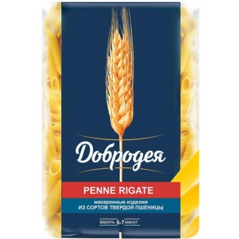 Макаронные изделия Добродея Penne Rigate N5 Перья рифленые, Добродея, 400 г