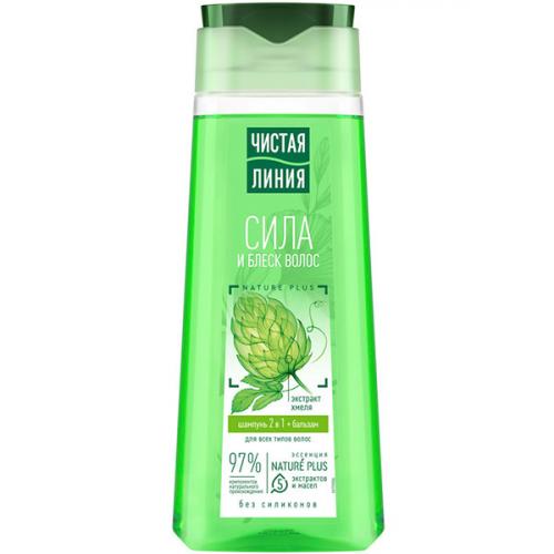 Шампунь-бальзам Чистая линия 2 в 1 Сила и блеск для всех типов волос, Концерн Калина, 250 мл