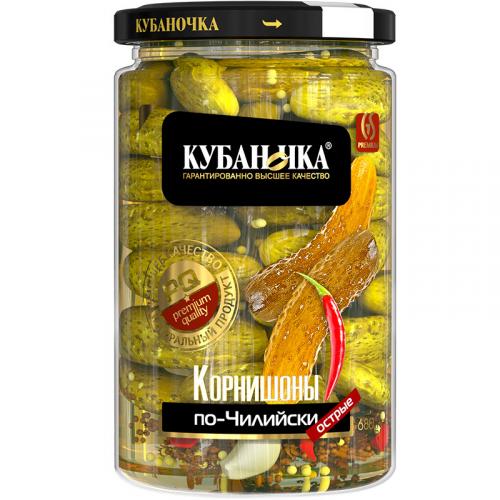Корнишоны маринованные Кубаночка по-чилийски, Кубаночка, 680 г