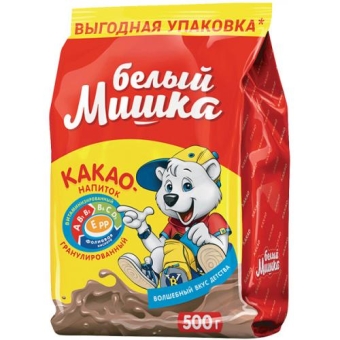 Какао-напиток Белый мишка гранулированный, Вокруг Света, 500 г
