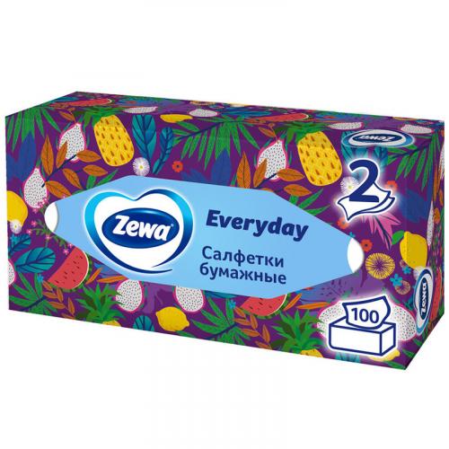 Салфетки бумажные Zewa Everyday в коробке, 2 слоя, 100 шт., Эссити, .