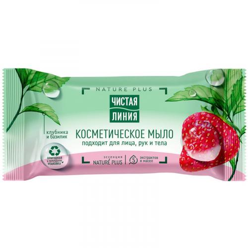 Мыло косметическое Чистая линия Клубника и базилик для лица, рук и тела, Концерн Калина, 75 г