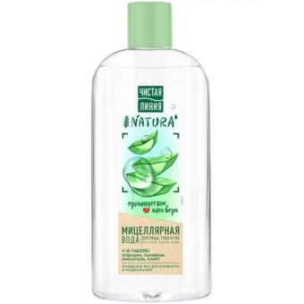 Вода мицеллярная Чистая линия Natura для лица, глаз и губ, Концерн Калина, 400 мл