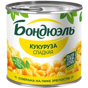 Кукуруза Бондюэль сладкая в зернах, Бондюэль, 340 г