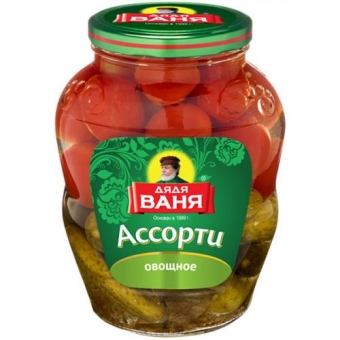 Ассорти Дядя Ваня Огурцы и томаты овощное маринованное, Дядя Ваня Трейдинг, 1800 г