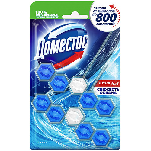 Блок Доместос Пауэр 5 Свежесть океана для очищения унитаза, Unilever HPC,