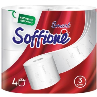Бумага туалетная Soffione Smart 3-х слойная, Архбум Тиссью Групп