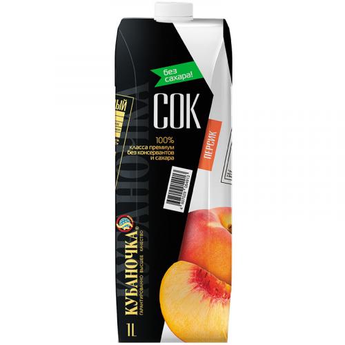 Сок Кубаночка персик с мякотью восстановленный, Кубаночка, 1 л