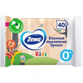 Бумага туалетная влажная Zewa Kids детская без аромата, Эссити,