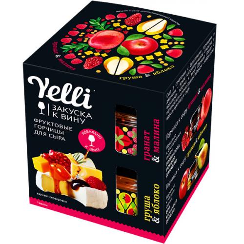 Закуска к вину Yelli Фруктовые горчицы для сыра, гранат-малина и груша-яблоко, Ярмарка, 100 г