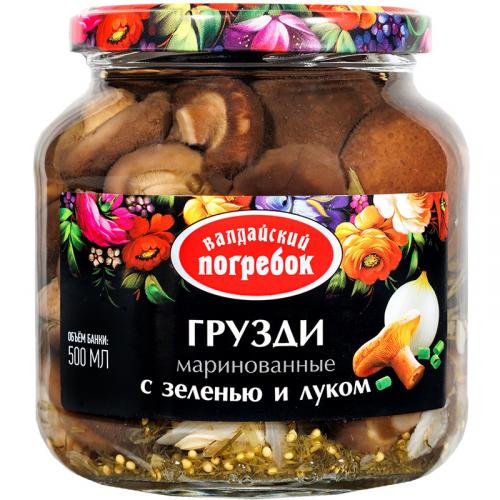 Грузди Валдайский погребок маринованные с зеленью и луком, Валдай, 500 мл