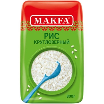 Крупа Makfa рис круглозерный шлифованный, Макфа, 800 г