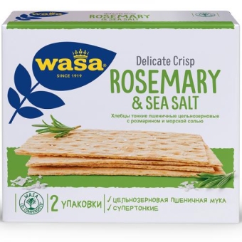 Хлебцы пшеничные тонкие Wasa Delicate Crisp Rosemary & Sea Salt, Barilla, 190 г