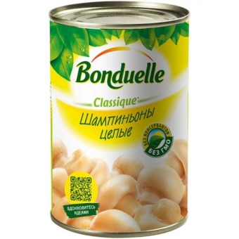 Шампиньоны целые Bonduelle консервированные, Бондуэль, 400 г