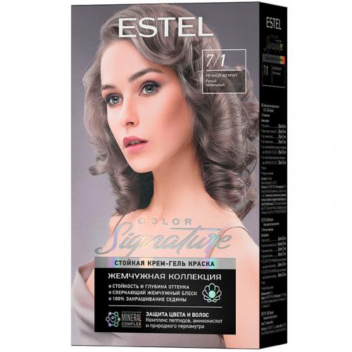Крем-гель краска стойкая Estel Color Signature для волос, 7/1 речной жемчуг, Эстель, 150 мл