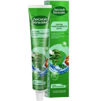Паста зубная Лесной бальзам на отваре трав с экстрактами коры дуба и пихты против кровоточивости десен, Концерн Калина, 75 мл