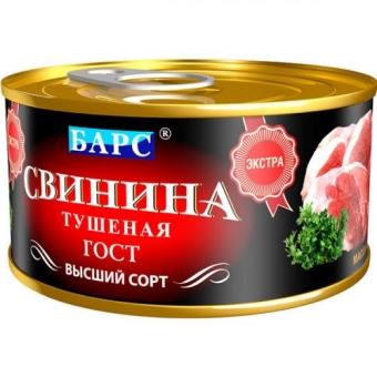 Свинина тушеная Барс Экстра высший сорт, Барс, 325 г