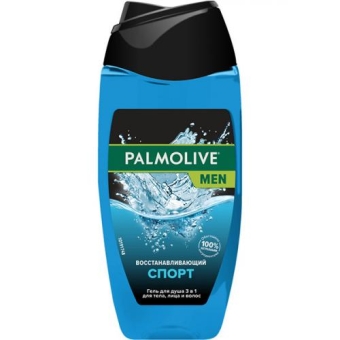 Гель для душа Palmolive Men Спорт восстанавливающий 3 в 1 для тела, лица и волос, Colgate-Palmolive, 250 мл