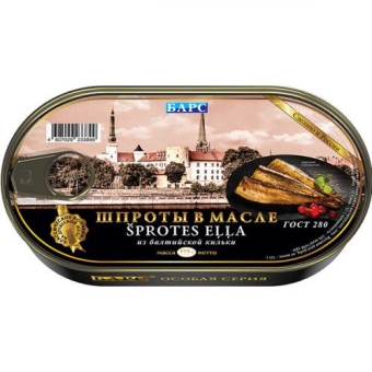 Шпроты в масле Барс из балтийской кильки, Барс, 175 г