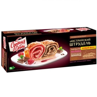 Пирог Сдобная особа Австрийский штрудель малина и молочный шоколад, Черемушки, 400 г