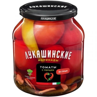 Томаты Лукашинские маринованные с острым перцем, Форвард, 670 г