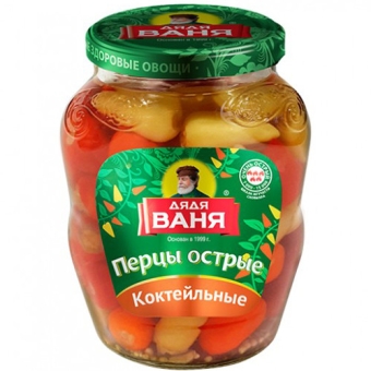 Перцы острые Дядя Ваня Коктейльные, Дядя Ваня Трейдинг, 350 г