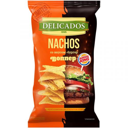 Чипсы кукурузные Delicados Nachos со вкусом Бургер Воппер, Мишн Фудс, .